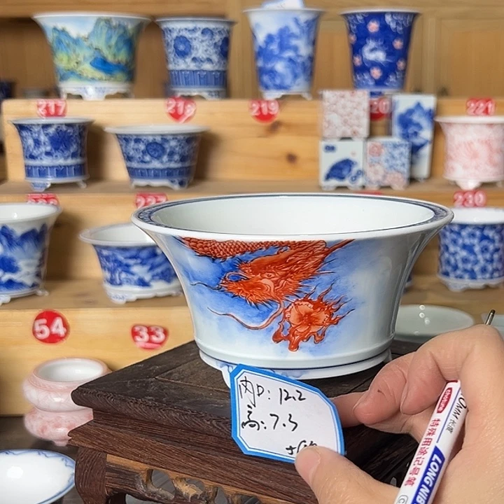 墨奈手绘陶瓷花盆