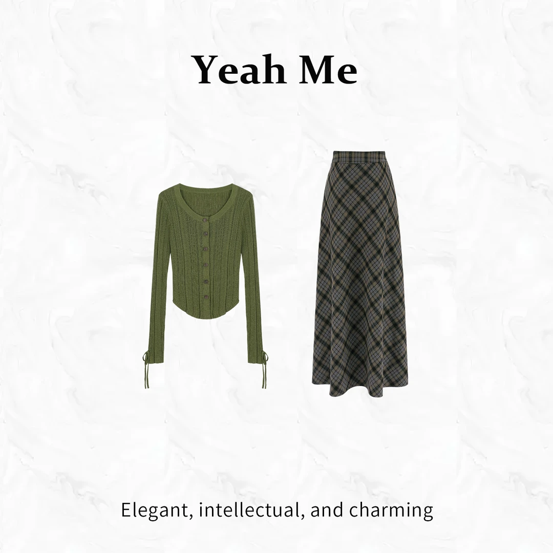 Yeah Me/也觅【森氧格调】秋季新款古典高级感气质半身裙套装穿搭女