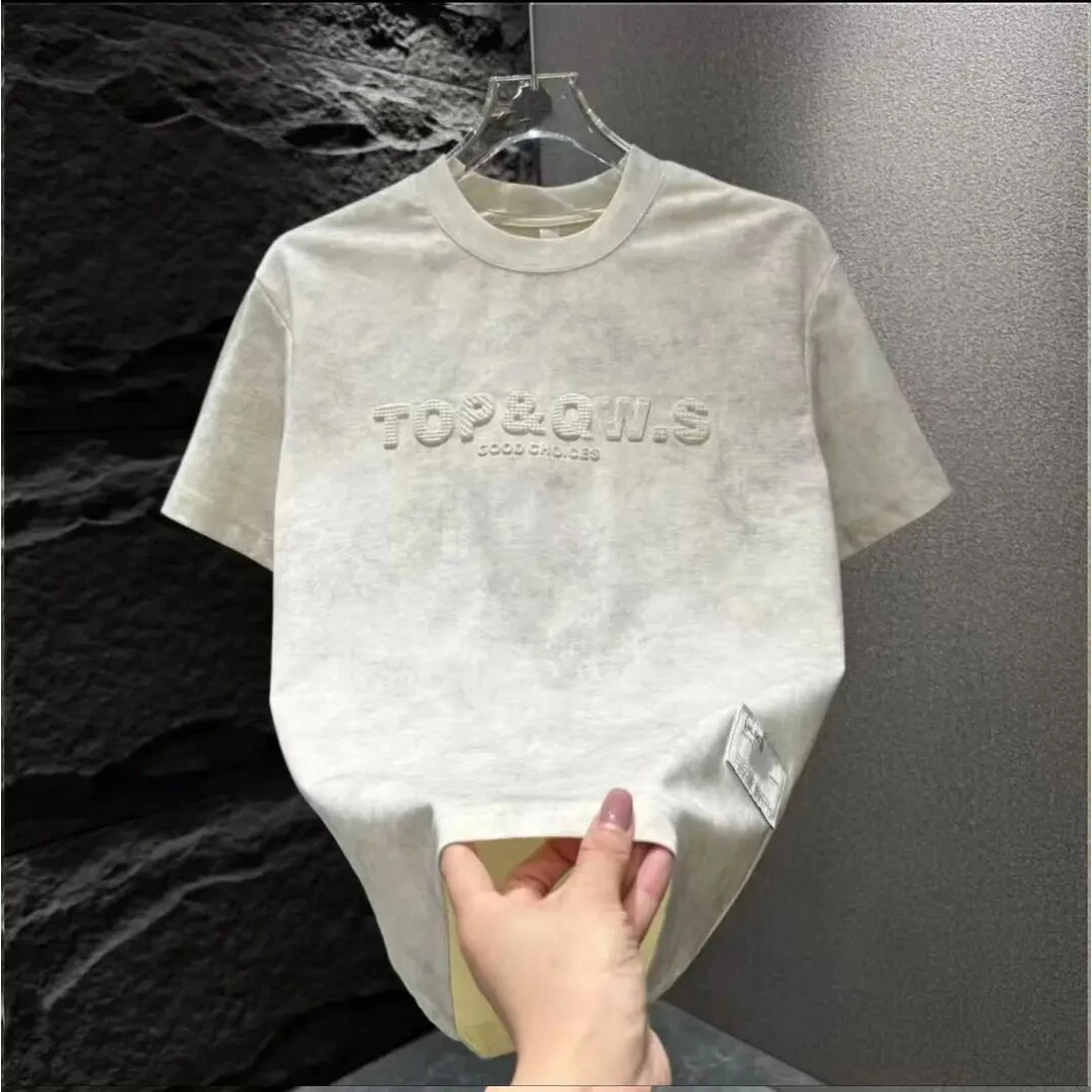 春夏男士潮流简约扎染时尚圆领短袖T恤夏季宽松圆领爆款短袖T恤