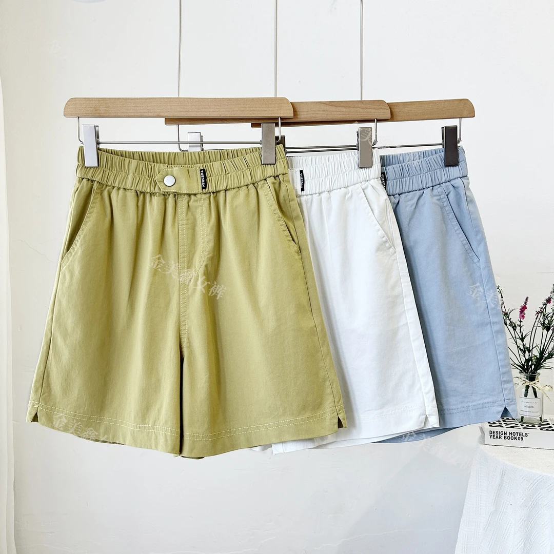 2025夏季薄款高品质水洗棉宽松大码高腰显瘦百搭A字五分裤外穿