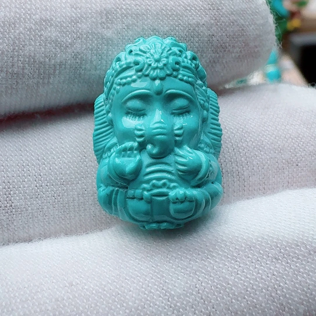 未镶嵌绿松石珠宝奇石精工乖巧象宝宝