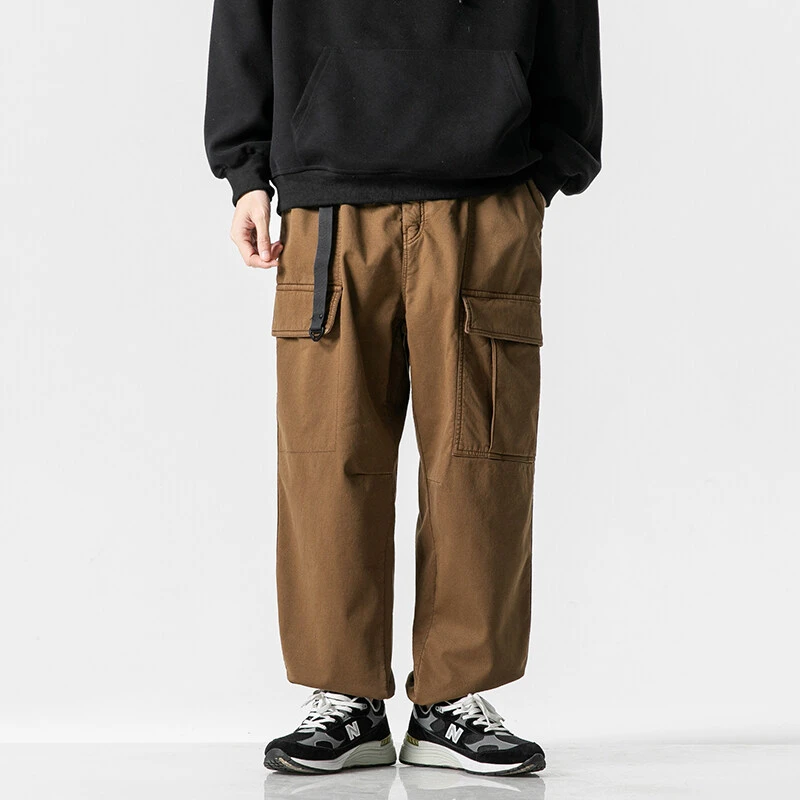 UY-720 日系复古加绒成衣蜡染阔腿可收脚工装裤宽松百搭