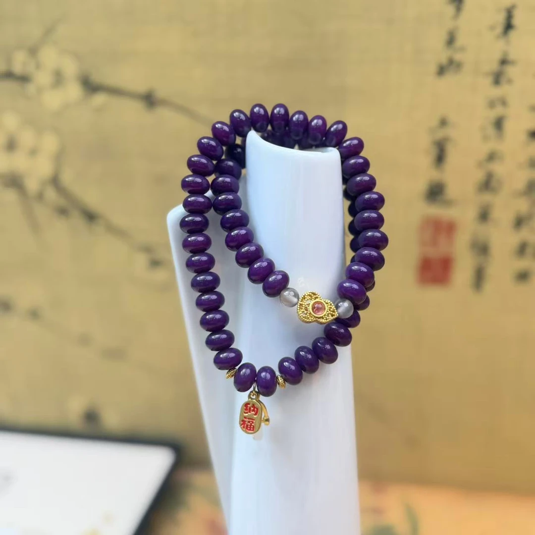 DP-1123-9*6紫色算盘珠菩提+转轮+合金葫芦