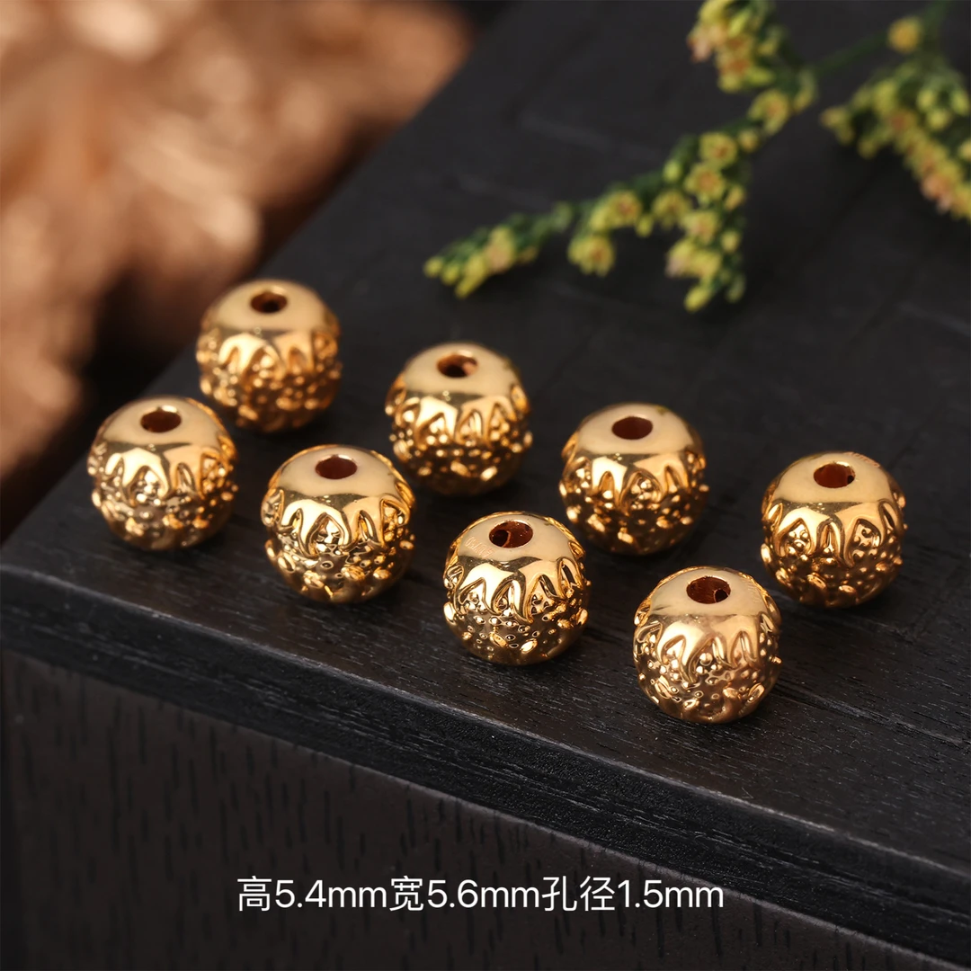 【来福工厂】18k金厚金版火菩提老型桶珠隔珠文玩配珠配饰