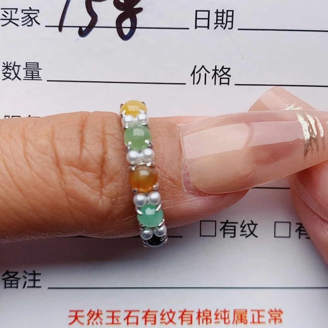 翡翠戒指银S925镶嵌戒指