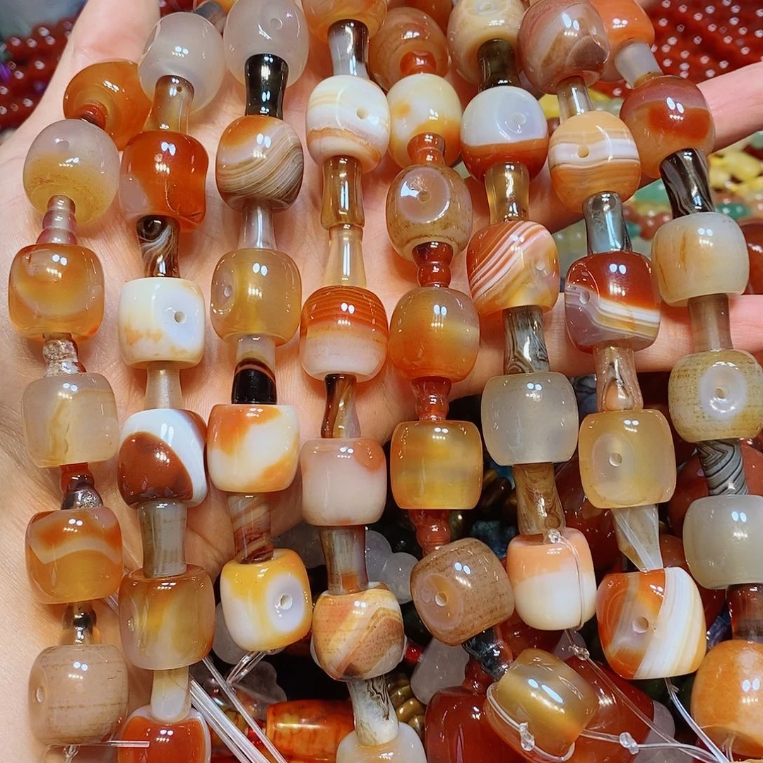 玛瑙/玉髓散珠盐源玛瑙3通16mm一条