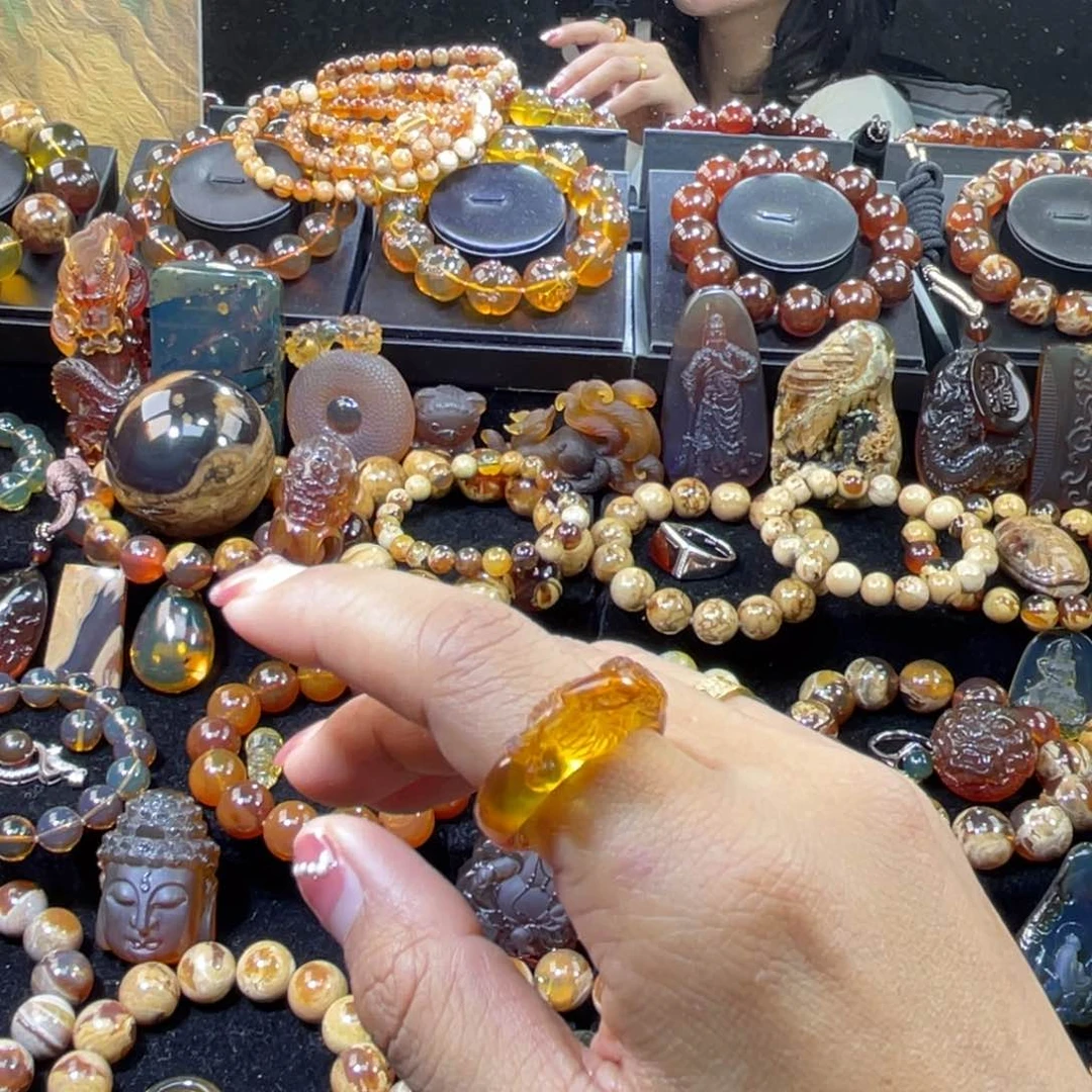 琥珀手链未镶嵌滴*戒指18➕