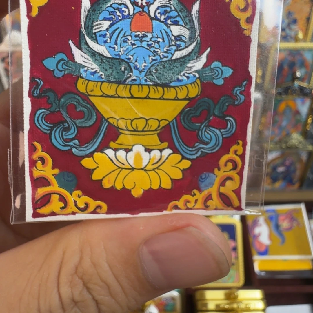 吊坠纯手绘双鱼背卡