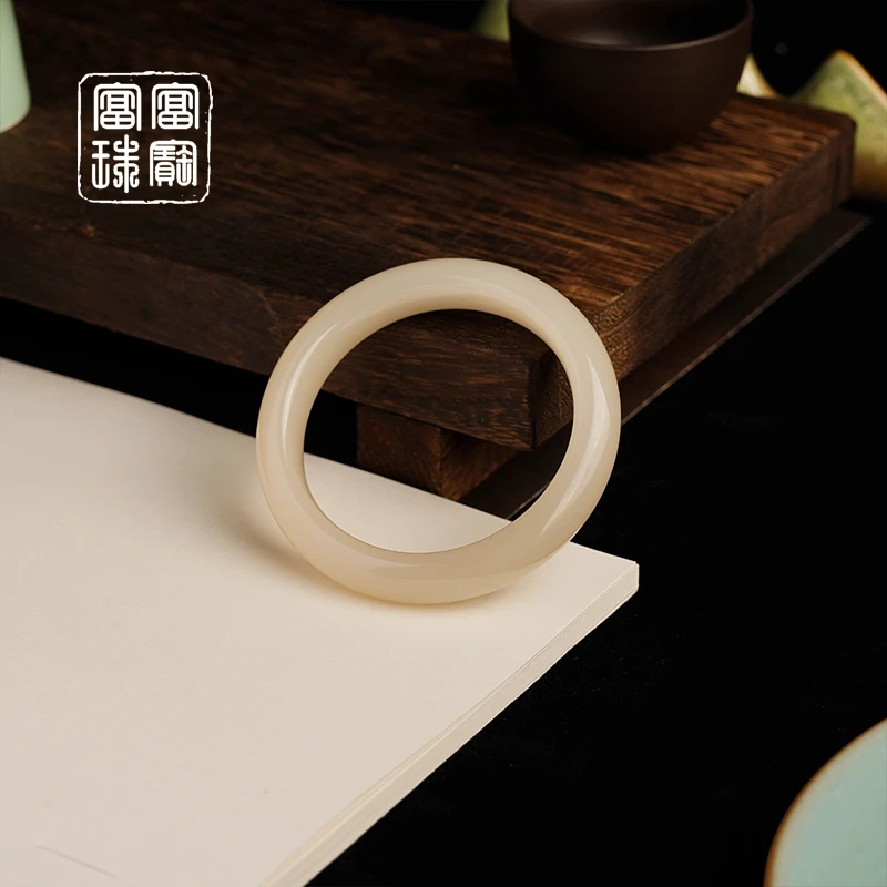 【野牛沟藕粉手镯】富富珠宝 和田玉百搭手镯（天然珠宝多样性发）