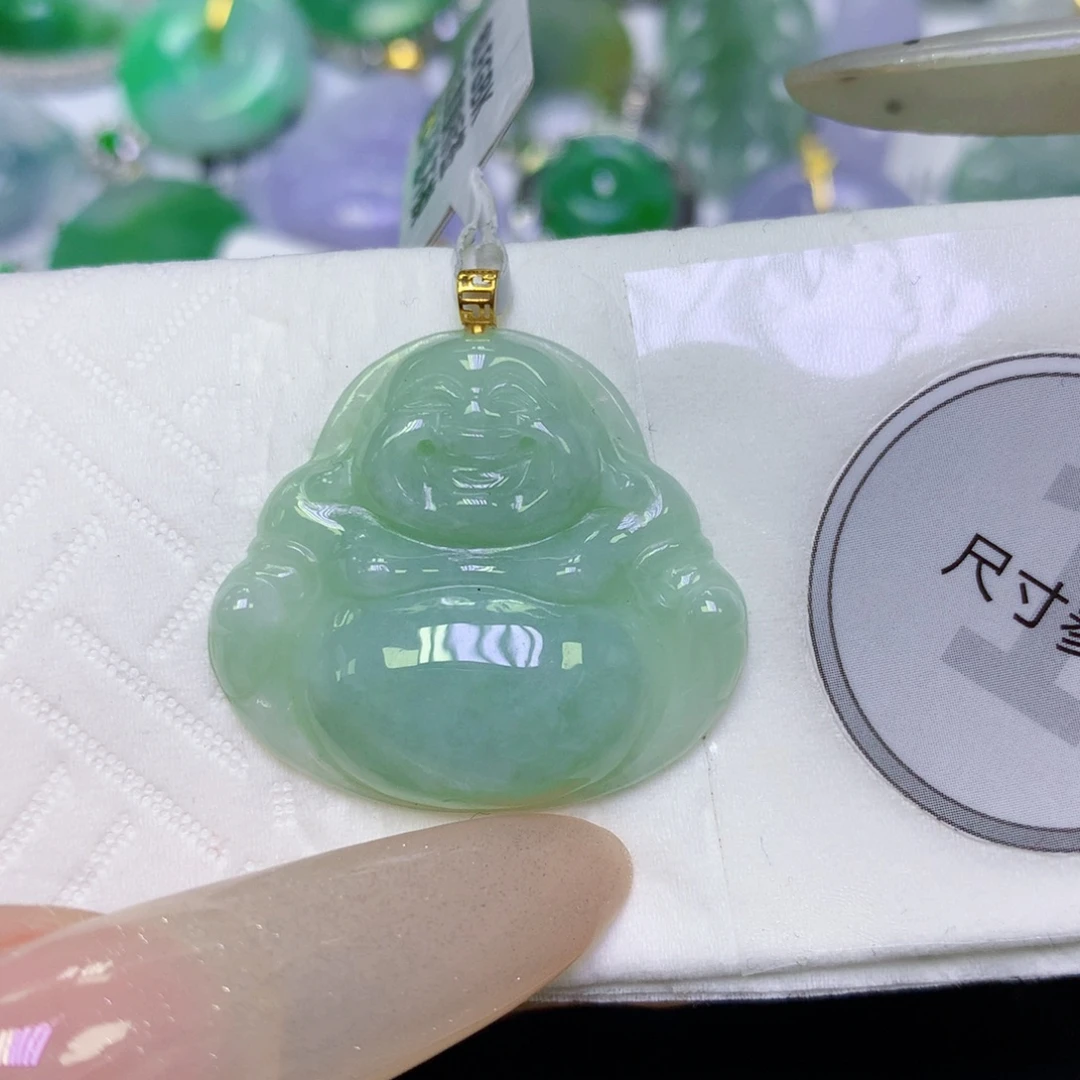 翡翠18K金镶嵌颈饰天然缅甸翡翠a货百元以上9元证书费自理