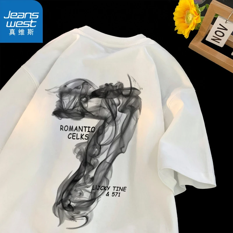 真维斯美式潮牌重磅潮流短袖t恤 男士夏季潮流宽松大码半袖大气潮