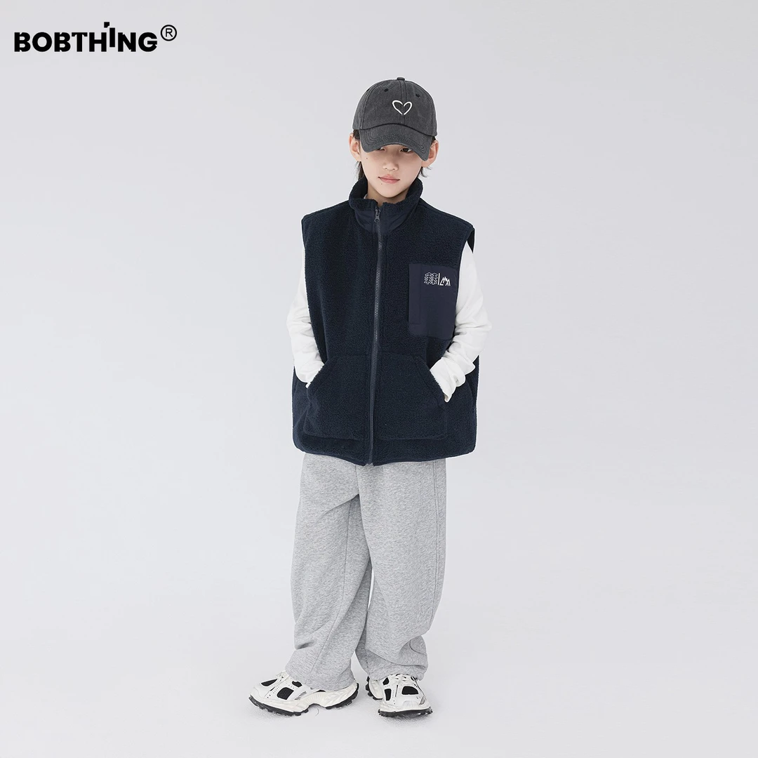 男童冬装立领毛绒马甲拉链开衫儿童夹棉背心加厚外套童装保暖上衣