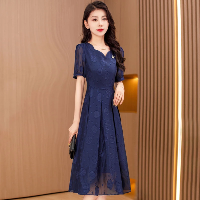 【可蓓儿】减龄雪纺连衣裙女士2025新款夏端庄大气高端高档奢妈妈装