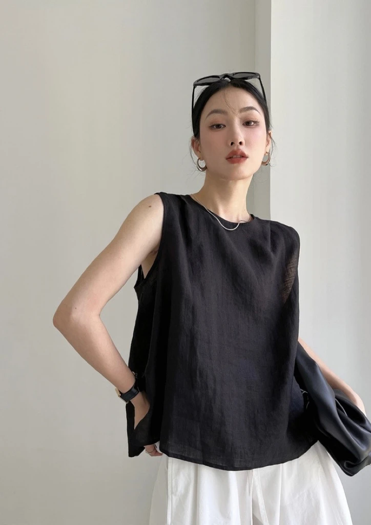 5091标美家正反两穿亚麻背心
