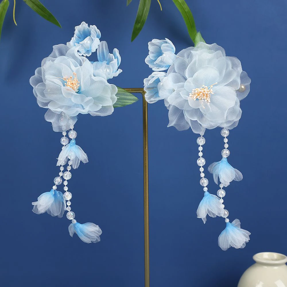 多款流苏蓝色粉色紫田园风发夹国风对夹女童超仙古风可爱复古配饰