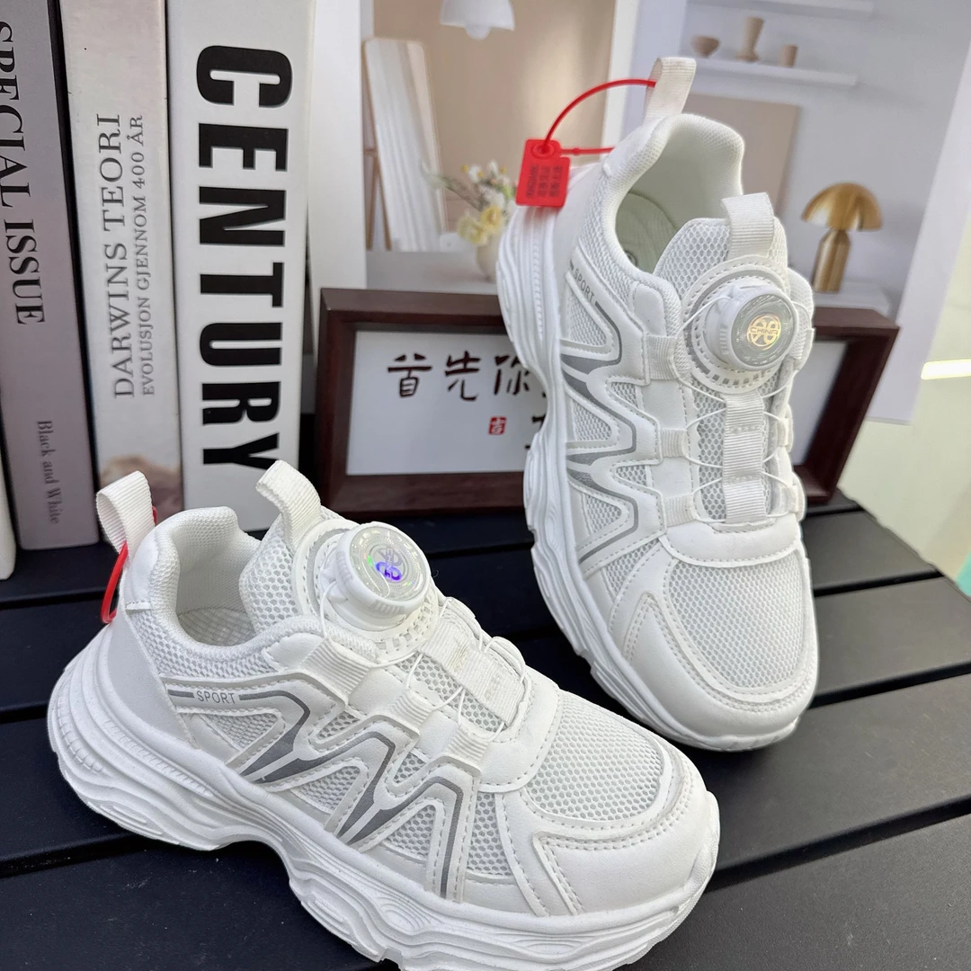 白色鞋子2025新款春秋网面男童女童校园比赛