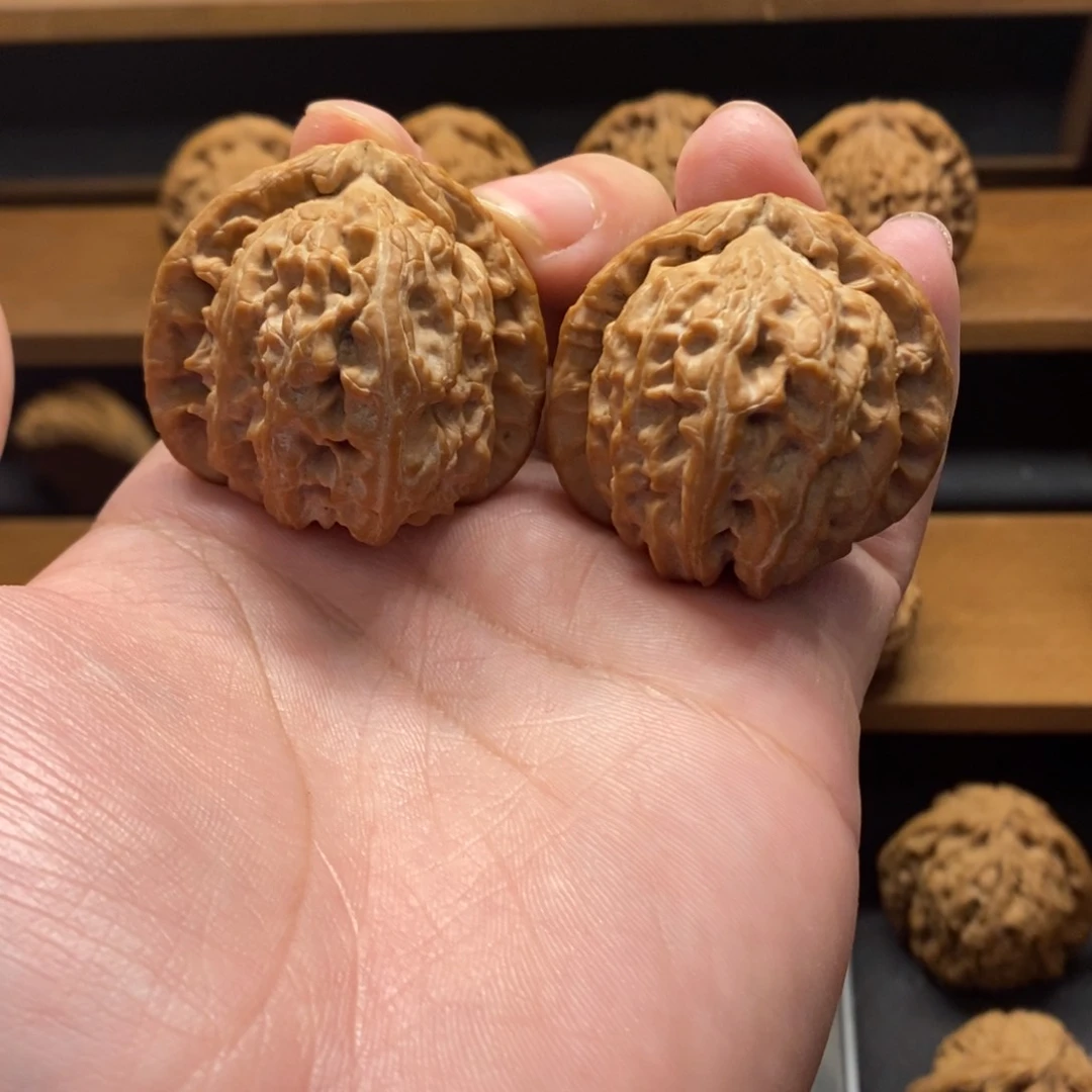 文玩核桃把件白狮子41正三角