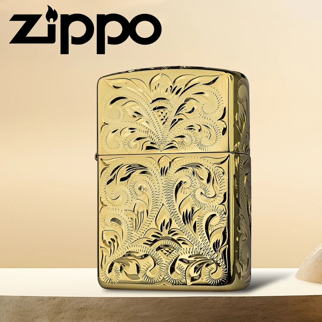 ZIPPO/之宝打火机 手雕金繁花 162盔甲机 防风煤油 男生礼物DY1ZM