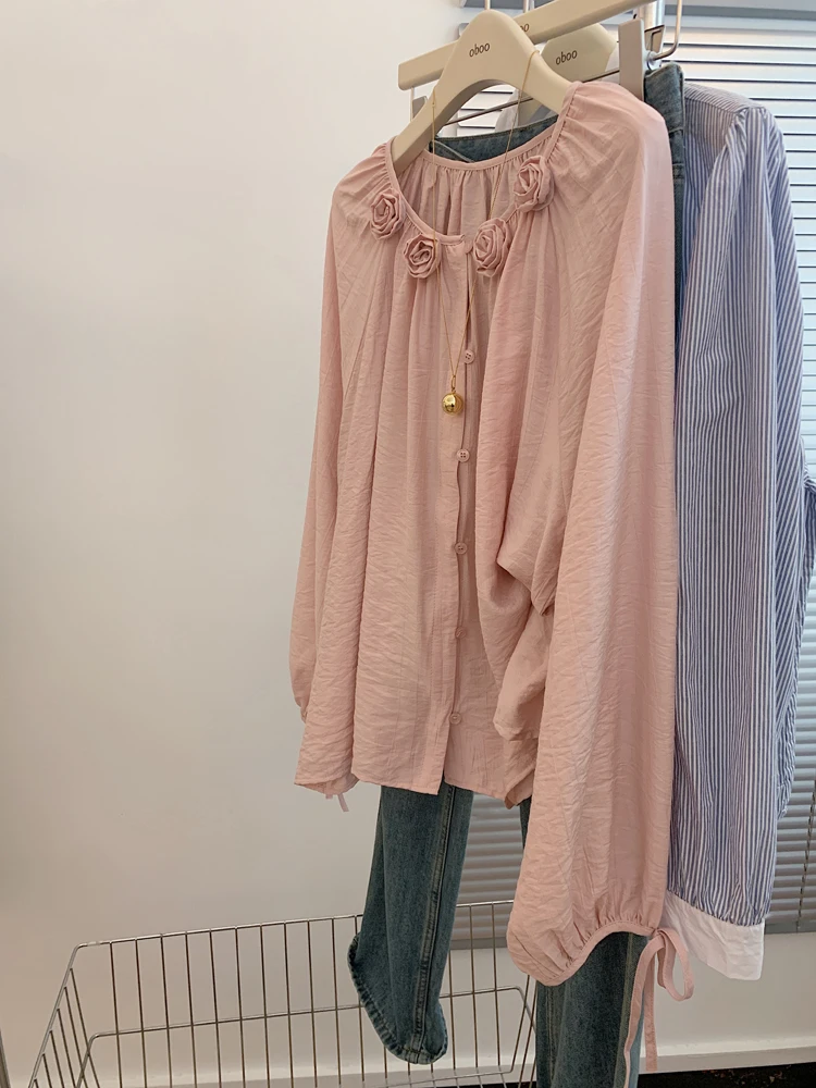 法式粉色衬衫女士高级感轻奢减龄洋气上衣独特漂亮小衫设计感小众