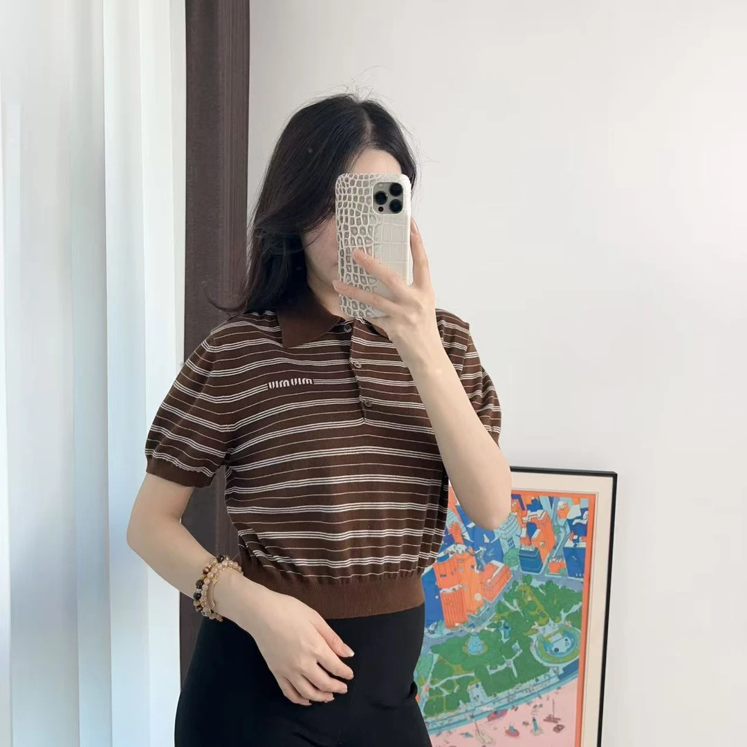 95新 MIU MIU/缪缪 24秀款polo短袖36码/250701ZHZ8F01