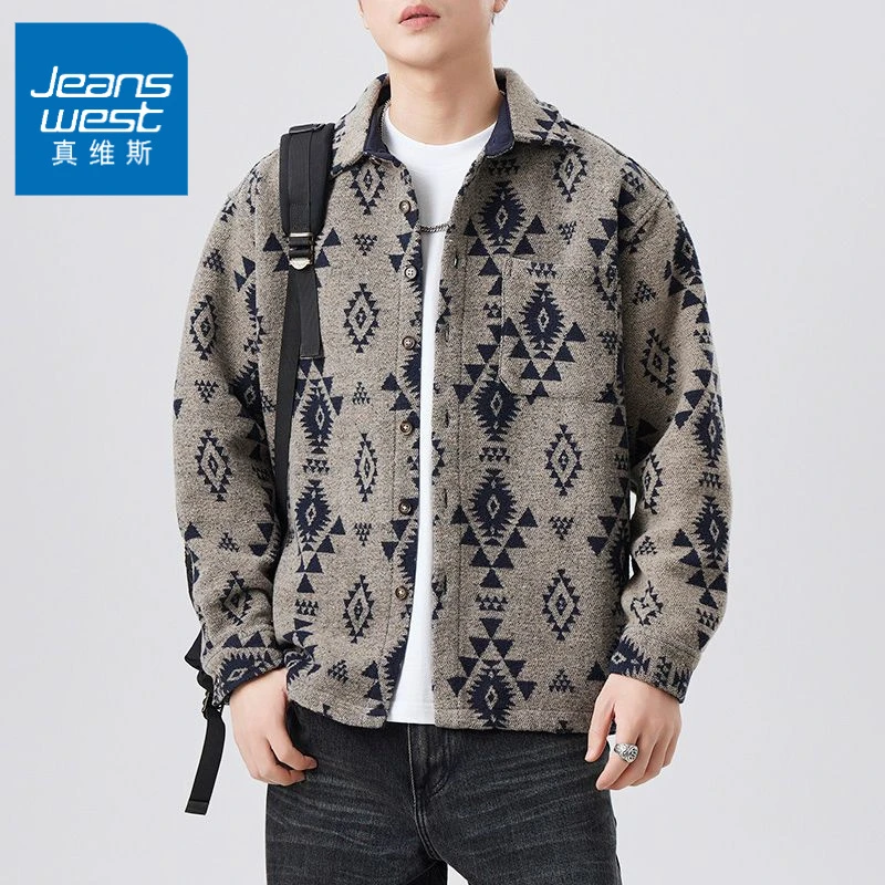 真维斯春秋款日系复古男士宽松衬衫色织休闲美式百搭轻奢痞帅男装