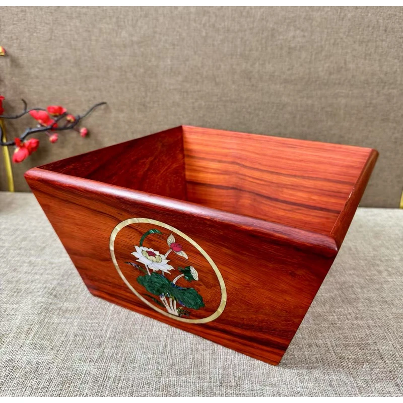 新款实木大号米斗收纳盒桌面水果零食收纳独板制作榫卯结构