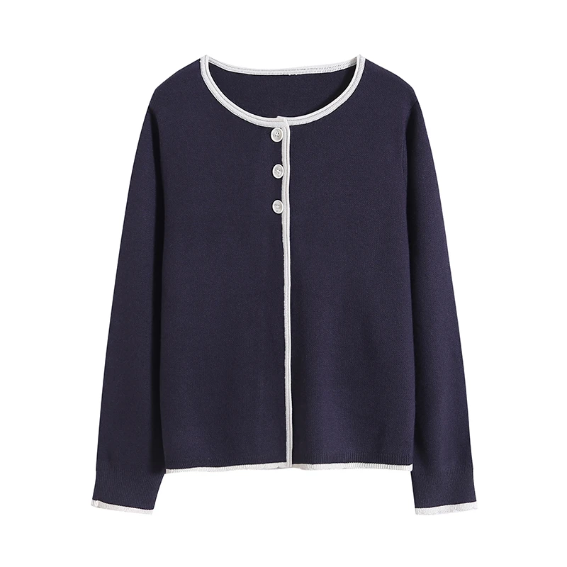 现货！门店21&9！氛围感拉满~兔毛撞色舒适百搭针织开衫女 H00450