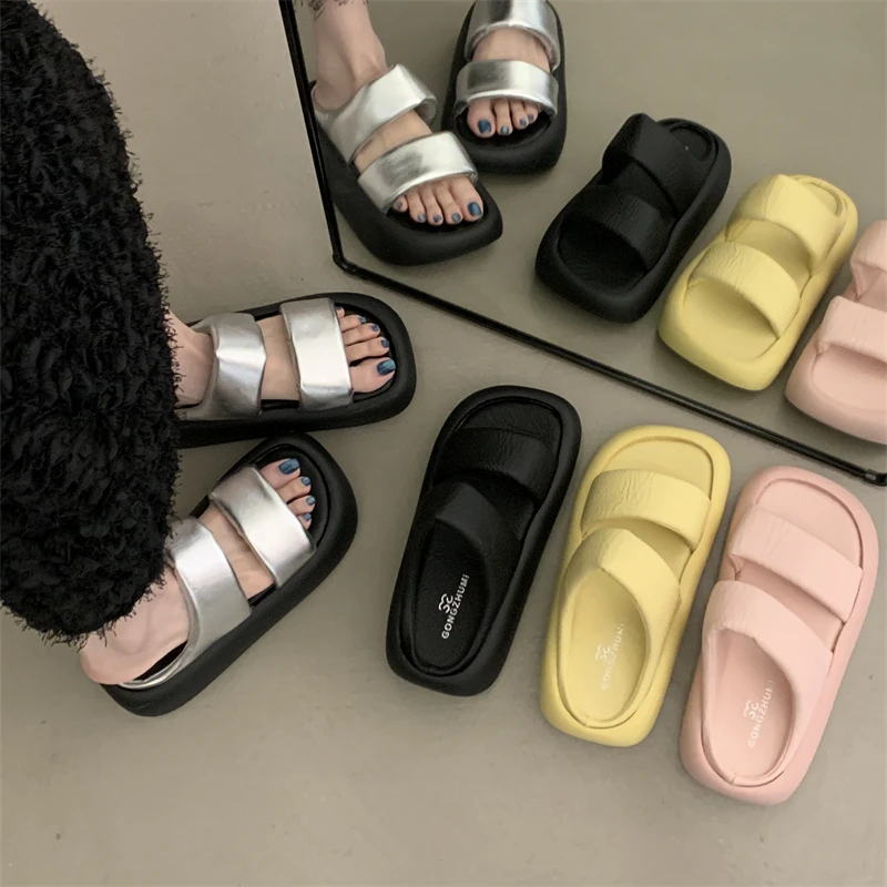 厚底高跟凉拖鞋休闲厚底拖鞋厚底内增高拖鞋小个子增高一字拖鞋