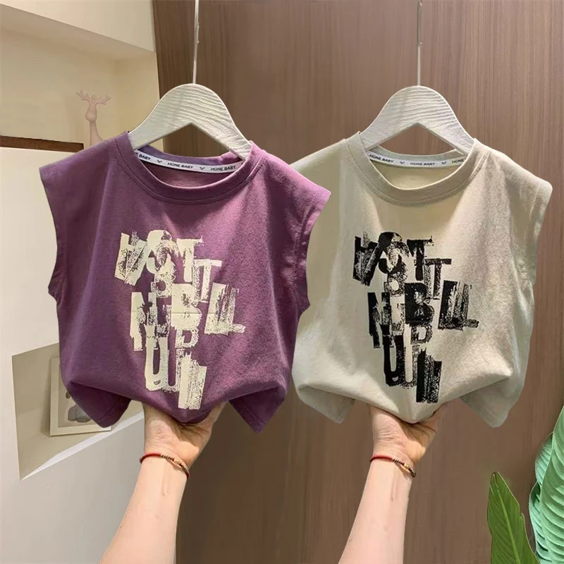 男童无袖背心儿童百搭圆领宝宝休闲夏季轻薄款T恤外穿中大童新款