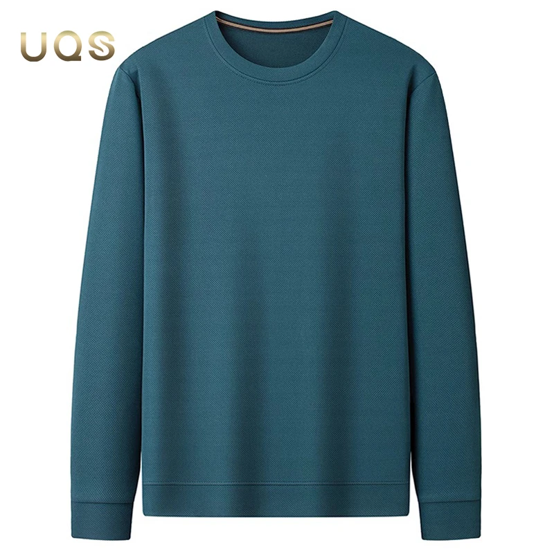 秋季新款华夫格圆领套头男士上衣休闲长袖打底衫亲肤舒适简约日常