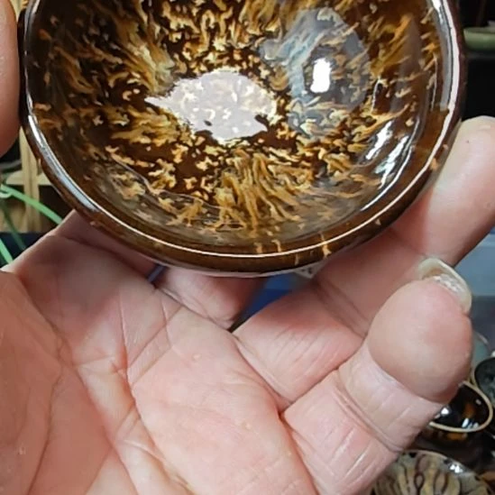 天然老黑釉斗笠盏盏