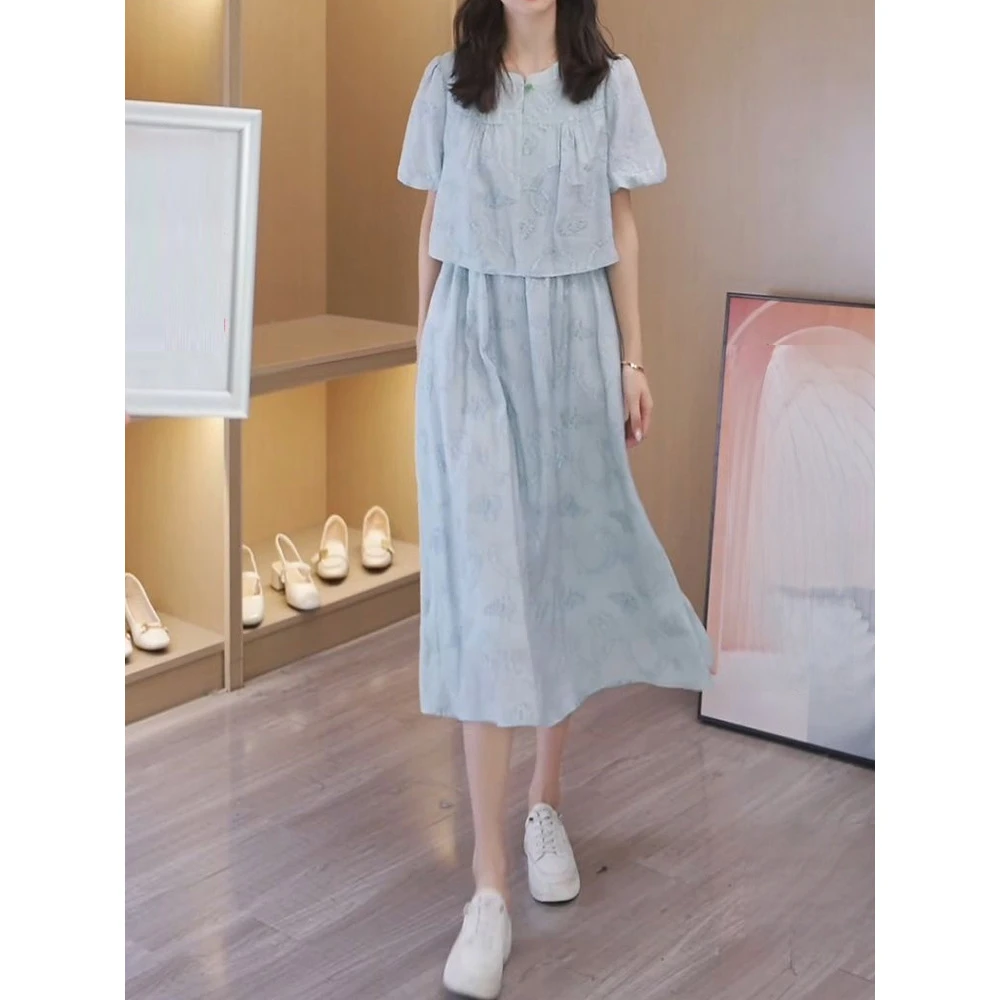 轻熟风假两件波点连衣裙女2025夏季新款气质减龄显瘦中长款裙子女