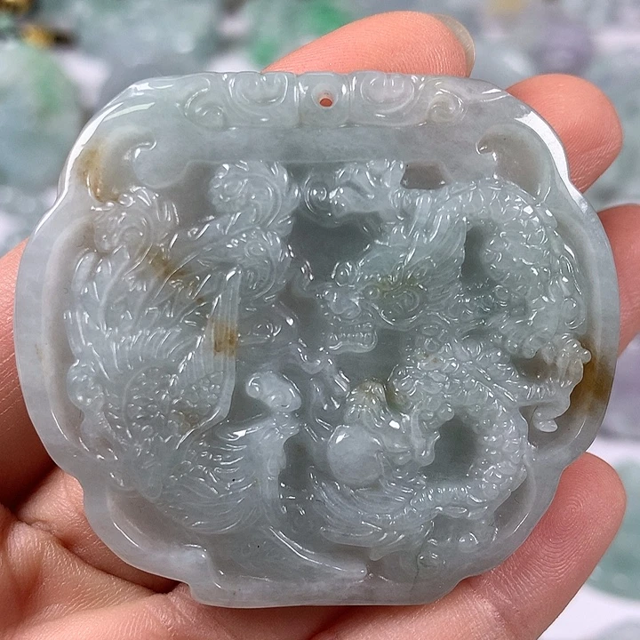 颈饰未镶嵌翡翠龙凤呈祥福利洒黄翡福利