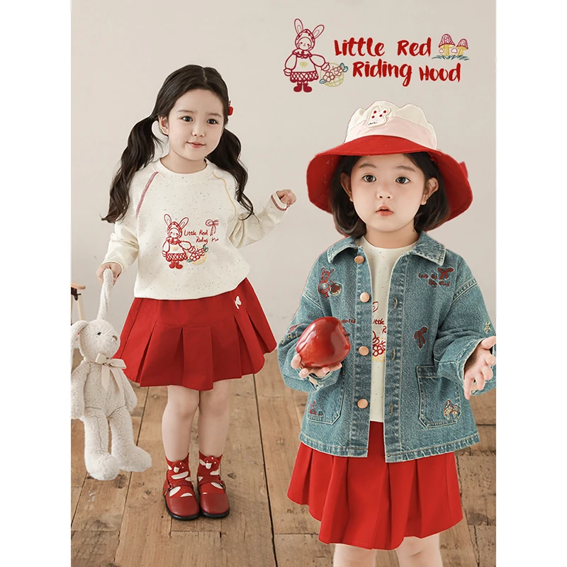 幼悠春壹波【森岭小兔】女童春秋洋气时尚印花女宝韩版插肩T恤C3038