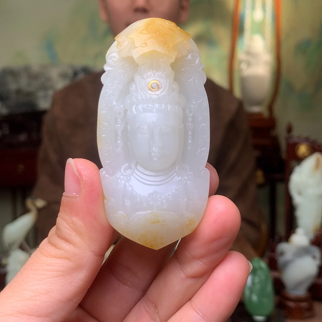 影***。和田玉未镶嵌挂件佛中佛 挂件