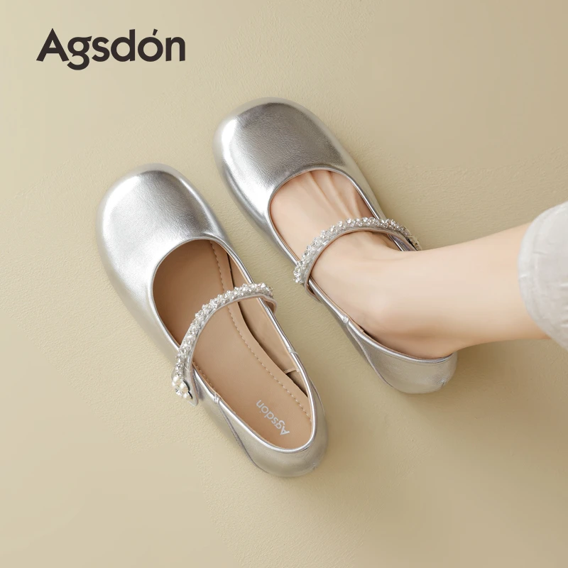 /奥古狮登银色单鞋女2025新款夏季内增高芭蕾玛丽珍鞋绝美配裙子Q