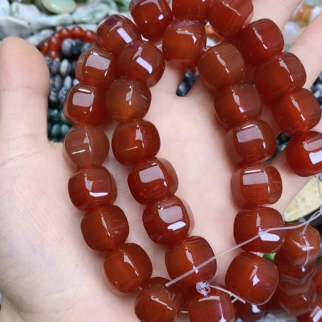 玛瑙/玉髓未镶嵌珠宝半成品南瓜随机一条装散珠