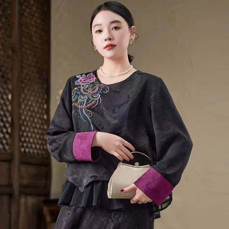 新中式民族风重工国风刺绣上衣1709