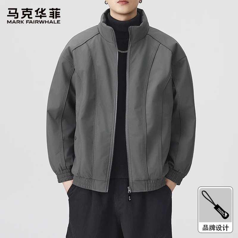 马克华菲冬季新款立领教练夹克男士夹棉加厚棉服百搭宽松上衣外套