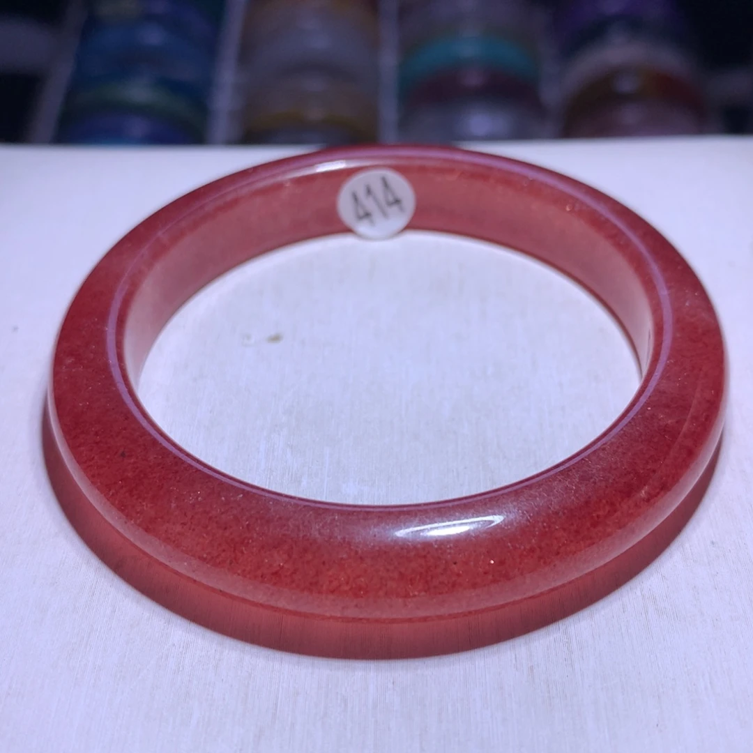 水晶手镯银S925镶嵌鸽血红草莓晶57.4圈414