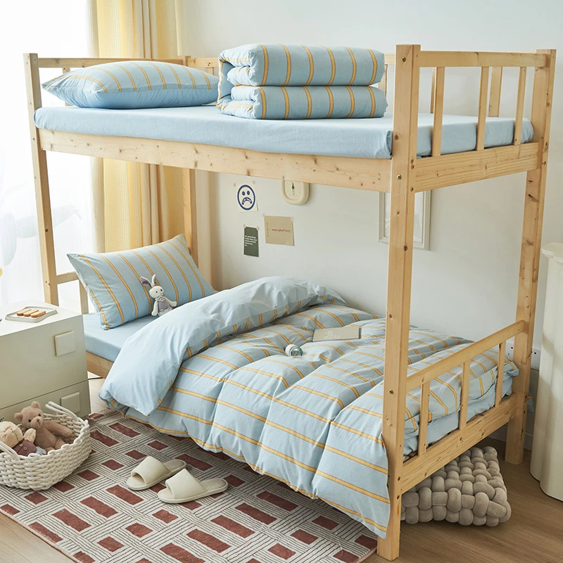 大学生宿舍床上纯棉三件套全棉上下铺寝室用品被套床单架子床纯色