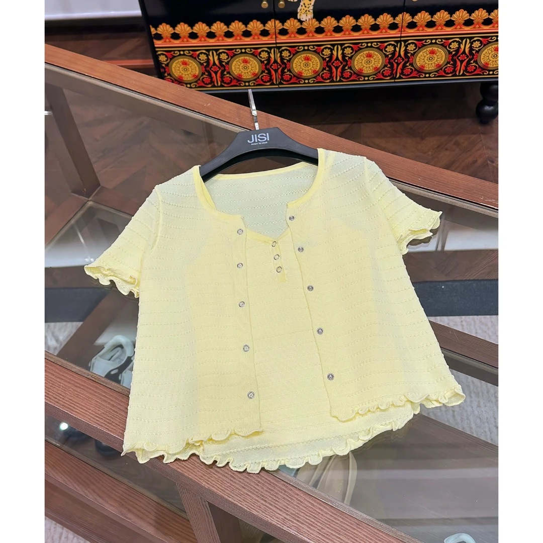 JISI M+黄色海浪提花针织两件套-TZ25252