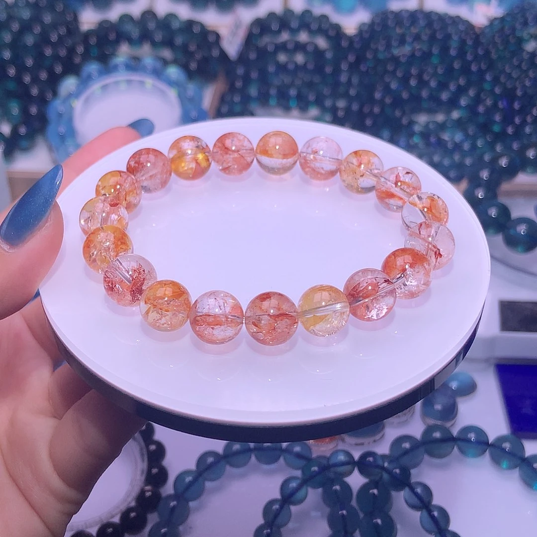 未镶嵌手串水晶粉彩胶花10mm+