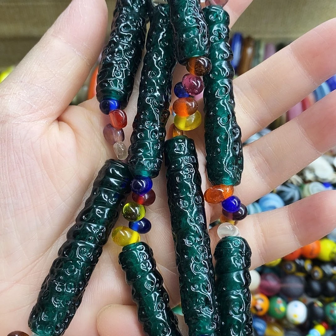 颈饰琉璃尼泊尔大长管040