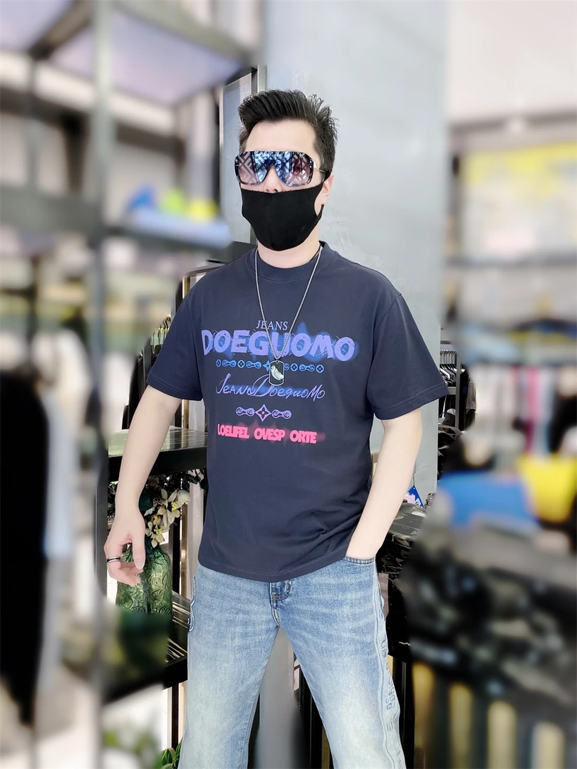 【陈先生】夏季纯棉半袖休闲潮流圆领宽松印花胖子时尚百搭加大情侣