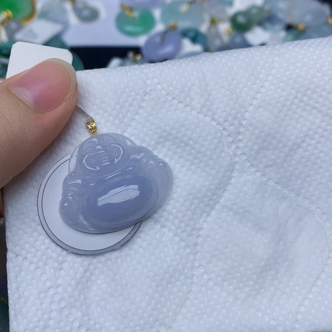 翡翠18K金镶嵌颈饰天然A货翡翠