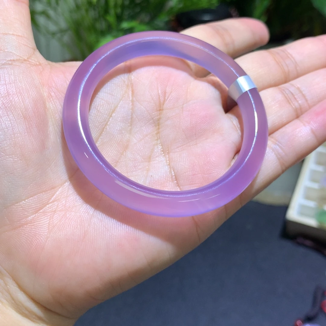 玛瑙/玉髓未镶嵌手镯莫奈紫美人条