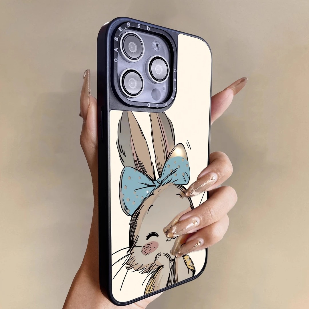 蓝蝴蝶兔适用OPPOReno14手机壳新款reno13防摔12镜面10创意11外壳
