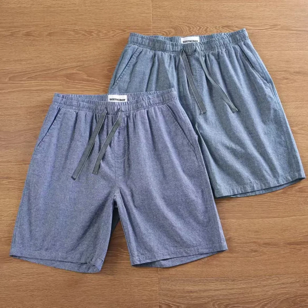 仿亚麻质感 夏季男士轻薄透气棉五分裤短裤