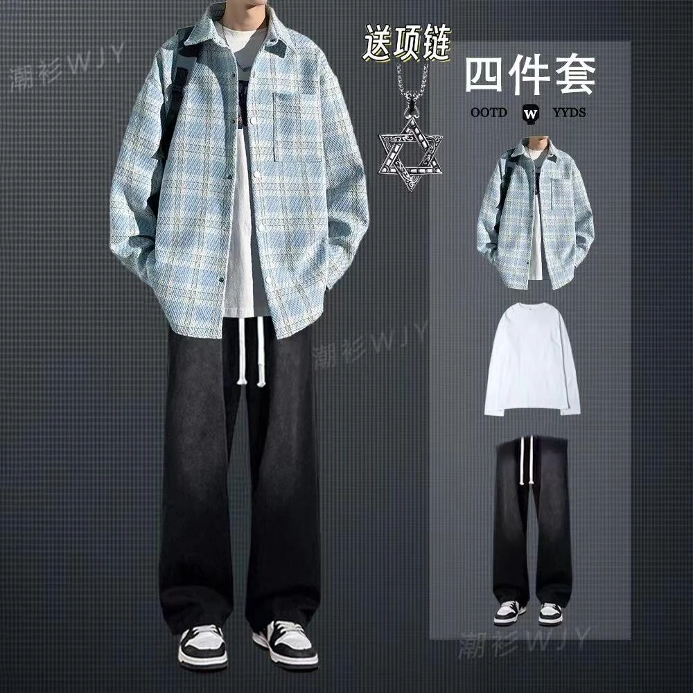 英伦雅痞子夏装学生宽松潮流套装痞帅男款男士男款夏季男生穿搭